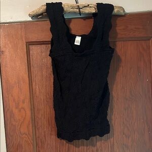 Black Textured Sleeveless Top
